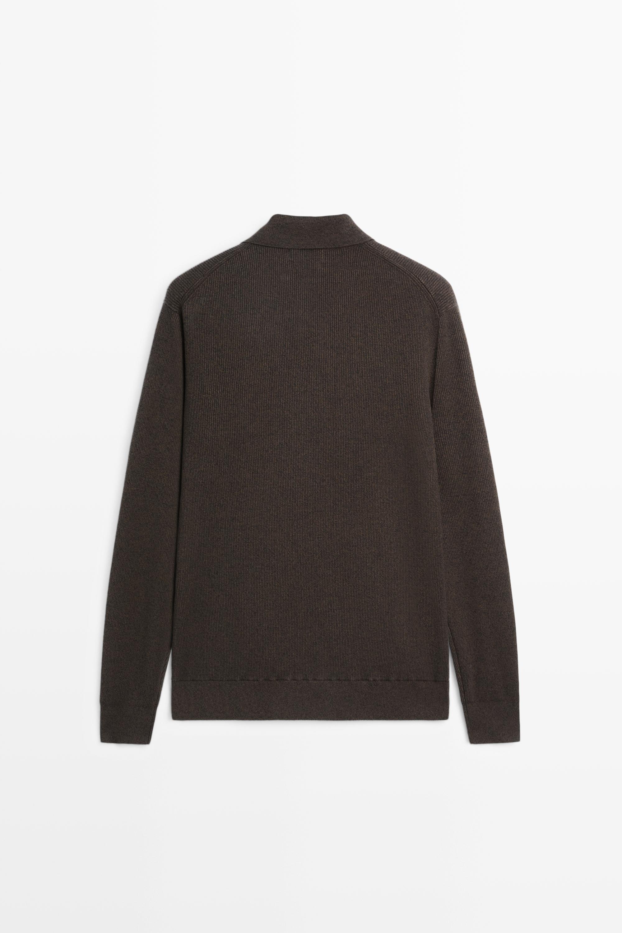 100% cotton polo collar knit cardigan